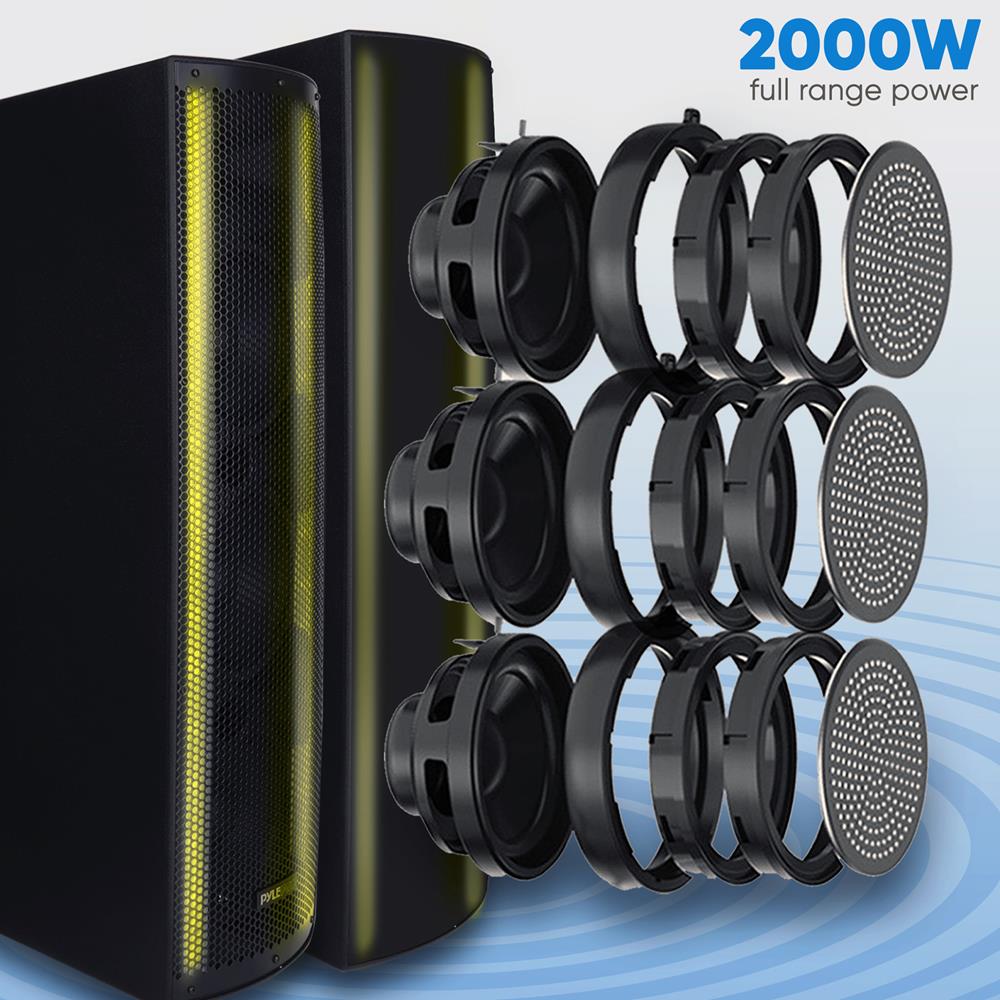 Portable Bluetooth PA Speaker System, 2000W, RGB Lights, Tripod