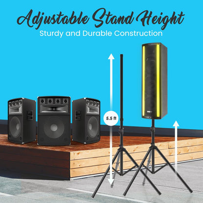 Portable Bluetooth PA Speaker System, 2000W, RGB Lights, Tripod Stand