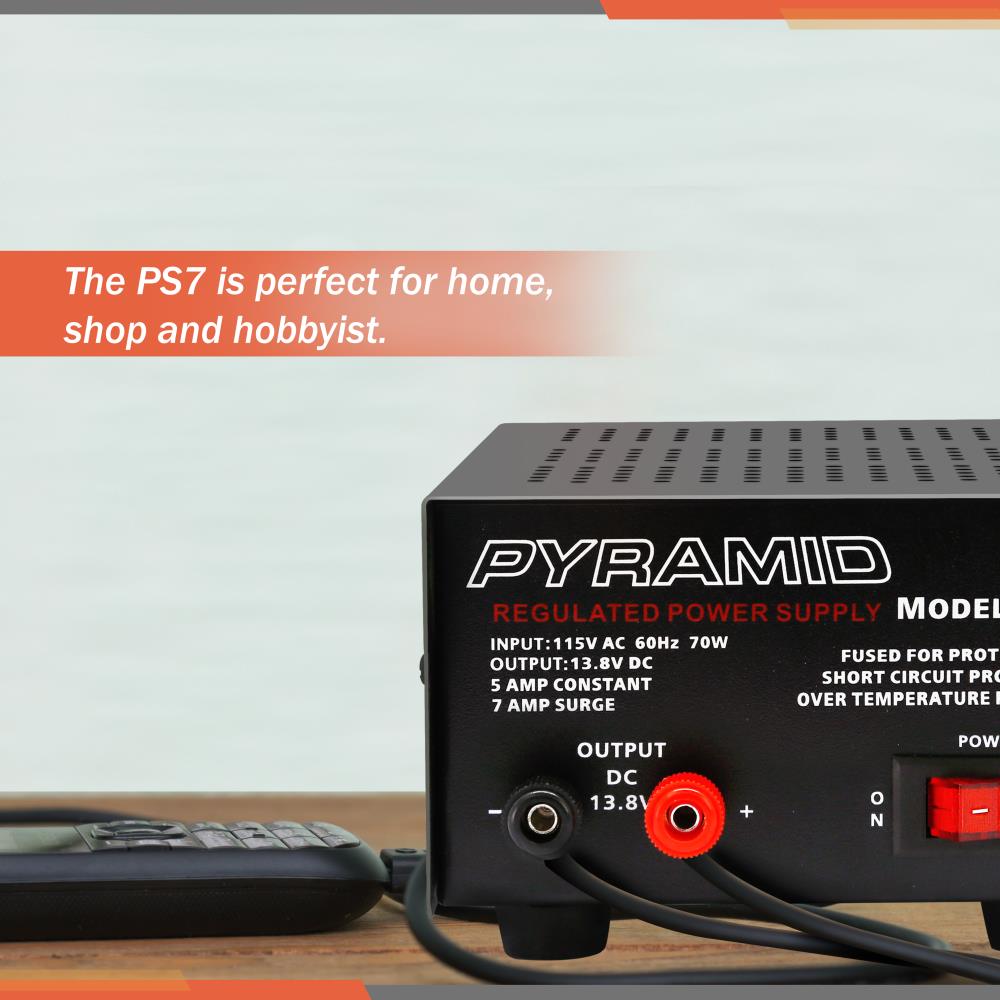 Pyramid Bench Power Supply 10 Amp - AC To DC Converter With Cigarette Lighter Outlet, 13.8V For CB Radios, Testing & Hobby Work
