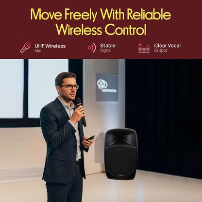 Portable Bluetooth PA Speaker 1200W Rechargeable Battery 12" Subwoofer