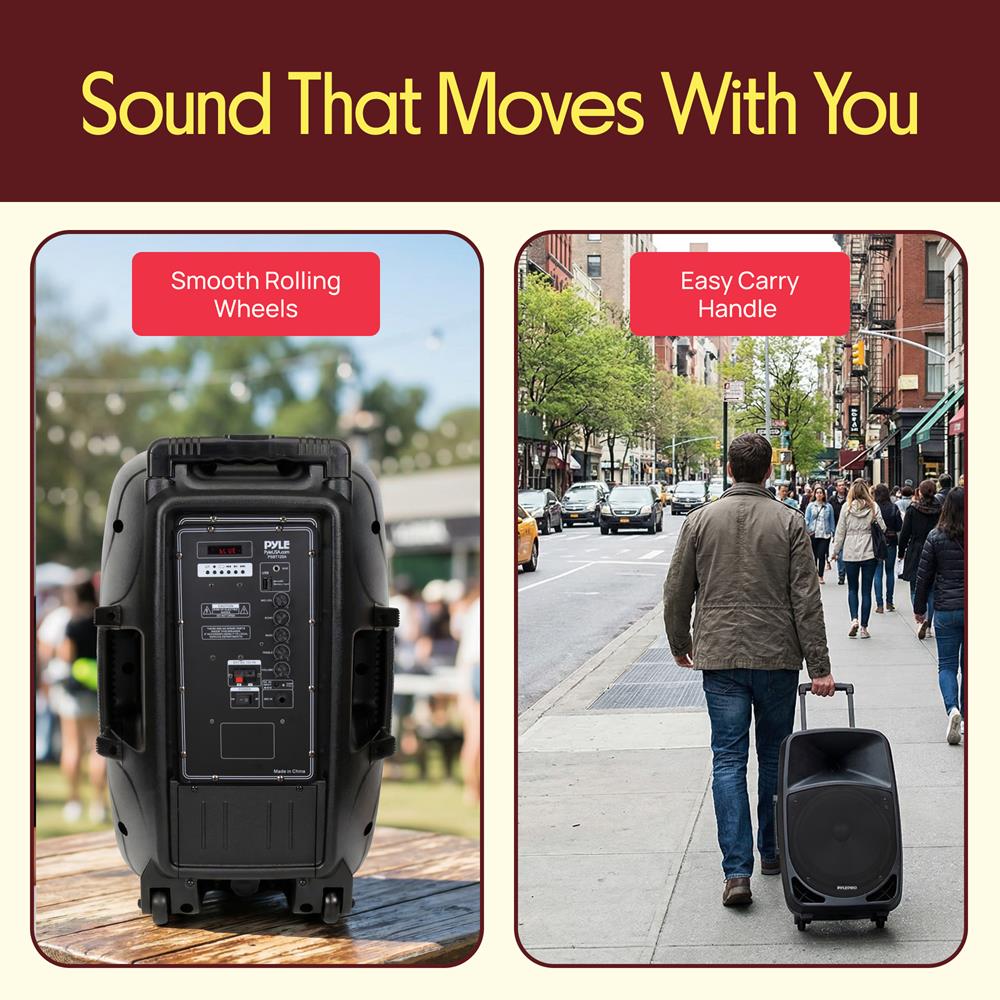 Portable Bluetooth PA Speaker 1200W Rechargeable Battery 12" Subwoofer ...