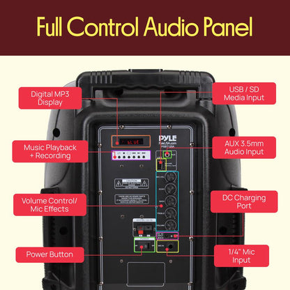 Portable Bluetooth PA Speaker 1200W Rechargeable Battery 12" Subwoofer