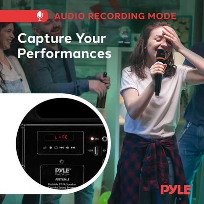 Pyle PSBT65A Portable Bluetooth PA Speaker – 600W Karaoke System With Wireless Mic
