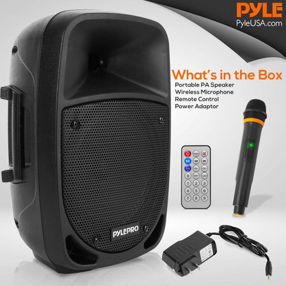 800W Portable Bluetooth PA Speaker, Rechargeable, UHF Mic, 8" Subwoofer