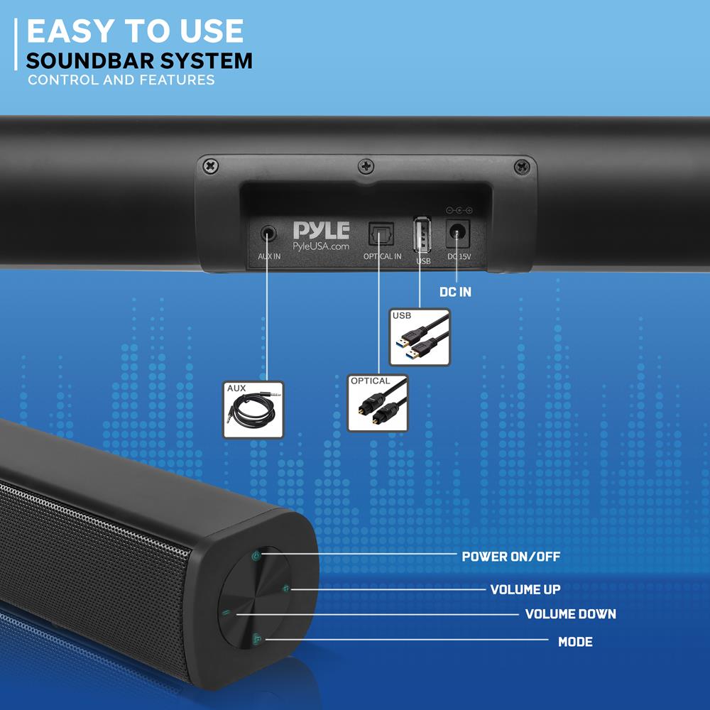 product image number 2 for Pyle Home Theater Bluetooth Soundbar Speaker
