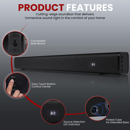 Home Theater Soundbar - Wireless Streaming, HDMI/ARC, Extended Bass
