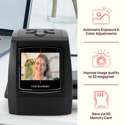 Film Scanner Slide Digitizer 22MP LCD Display TV Output