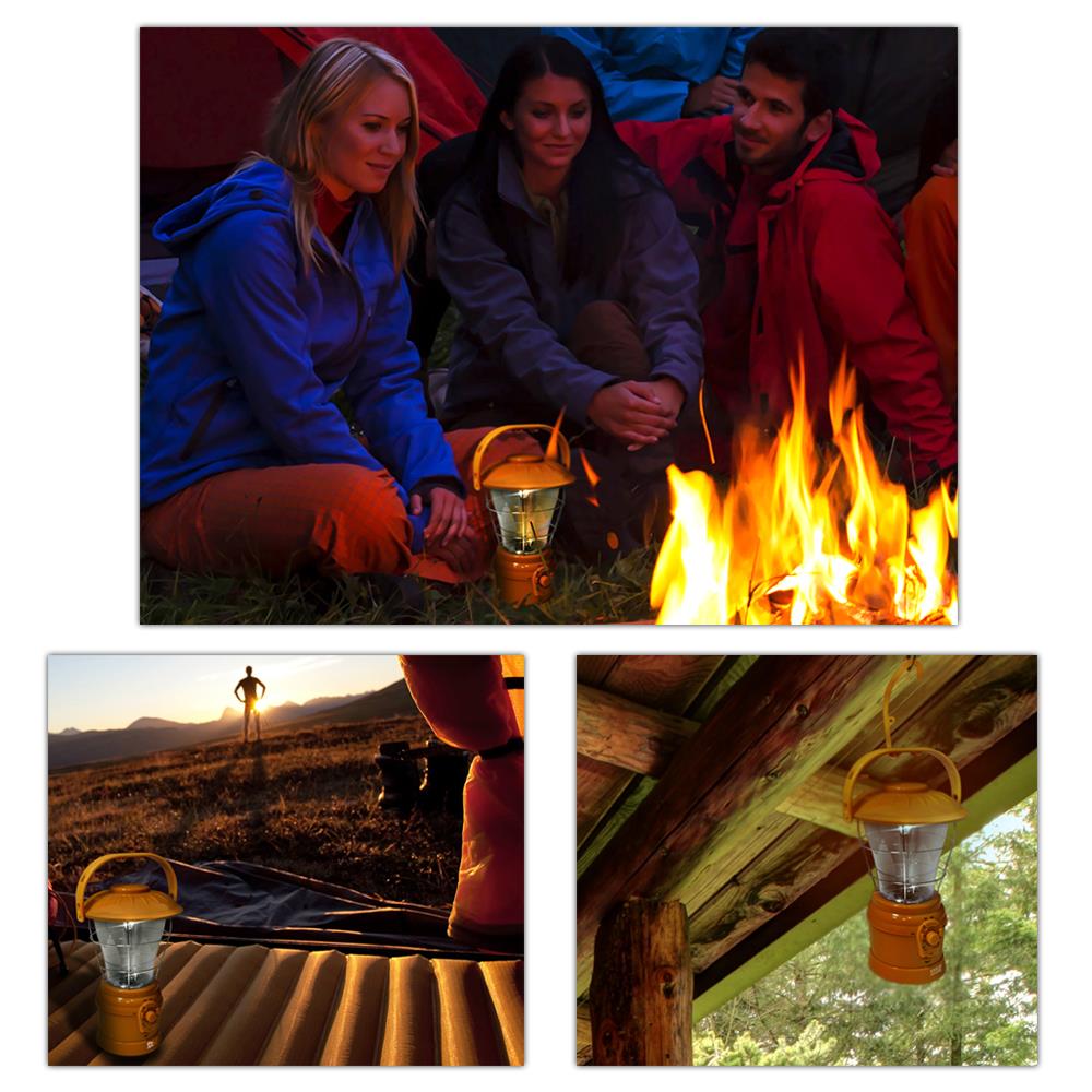 Hand Crank Lantern Radio, Rechargeable, LED Light, Yellow – Pyle USA