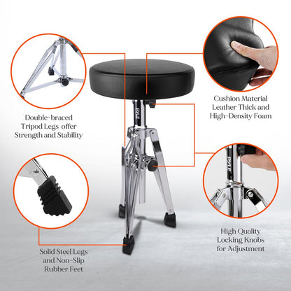 product image number 6 for Pyle Double-Support Drum Stool