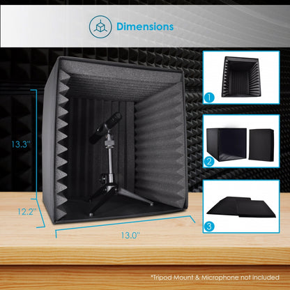 Sound Recording Booth Box, Studio Soundproofing Foam Shield Isolation Filter Cube