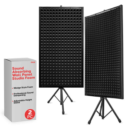 Acoustic Foam Panels 2-Pack, Noise Reduction, 2" Thick, with Stand