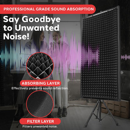 Acoustic Foam Panels 2-Pack, Noise Reduction, 2" Thick, with Stand