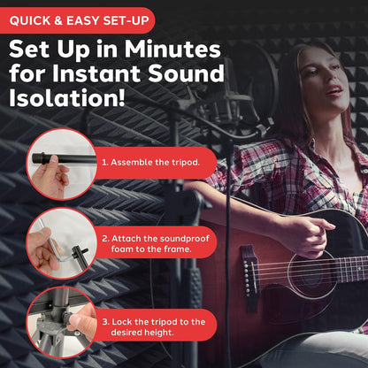 Acoustic Foam Panels 2-Pack, Noise Reduction, 2" Thick, with Stand