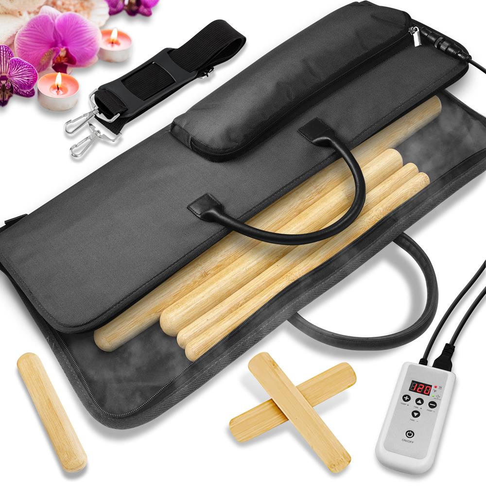 Bamboo Massage Set for Stress Relief with Waterless Heating