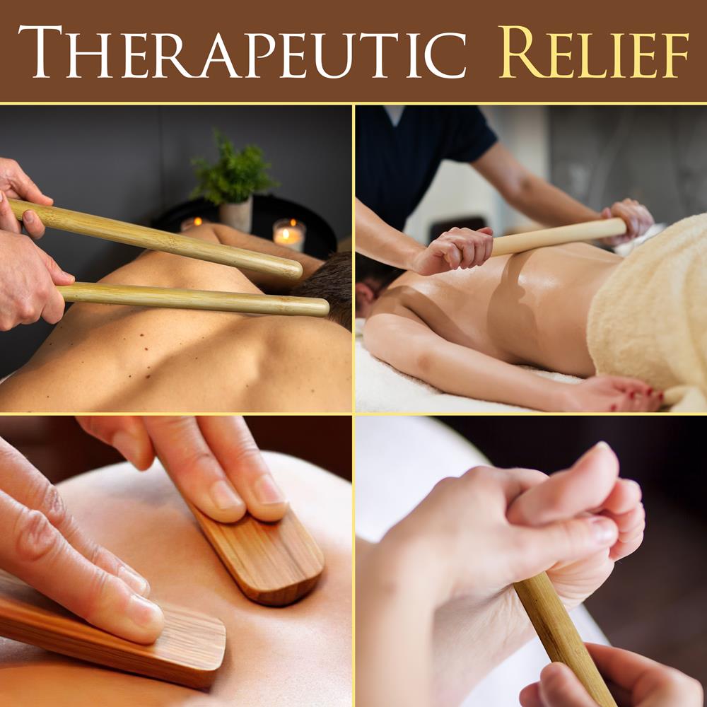 Bamboo Massage Set for Stress Relief with Waterless Heating