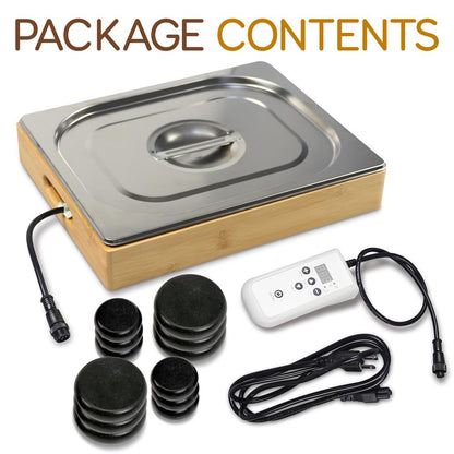 Portable Hot Stone Massager Kit, Waterless Heating, Basalt Stones