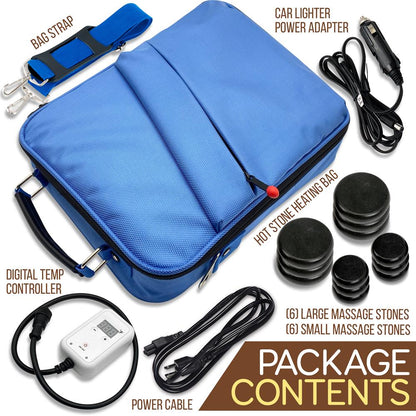 Portable Massage Stone Warmer - Relieve Tension, Basalt Stones, Blue