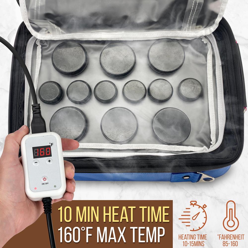 Portable Massage Stone Warmer - Relieve Tension, Basalt Stones