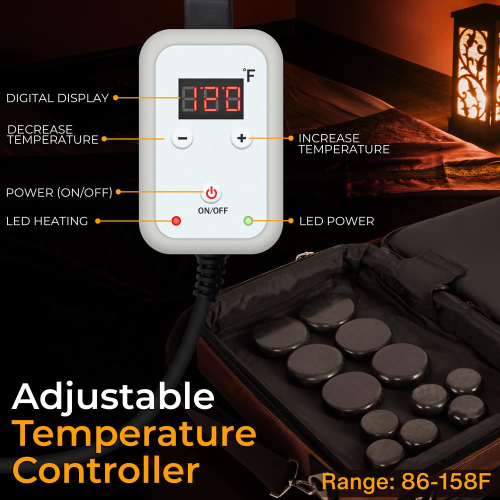 Portable Massage Stone Warmer - Relieve Tension - Basalt Stones