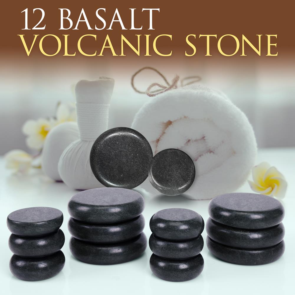 Hot Stone Massage Kit - Portable Basalt Stones with Heater, 12