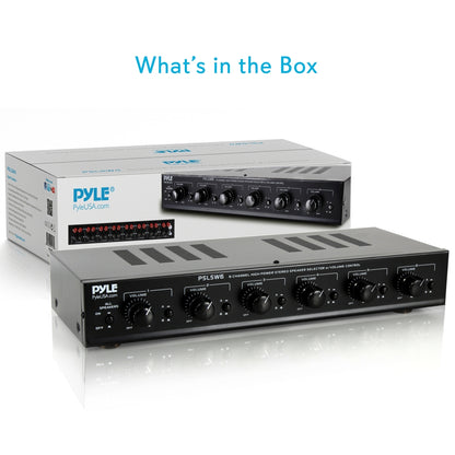 6-Channel Speaker Selector Switch, Multi-Zone Control, 100W