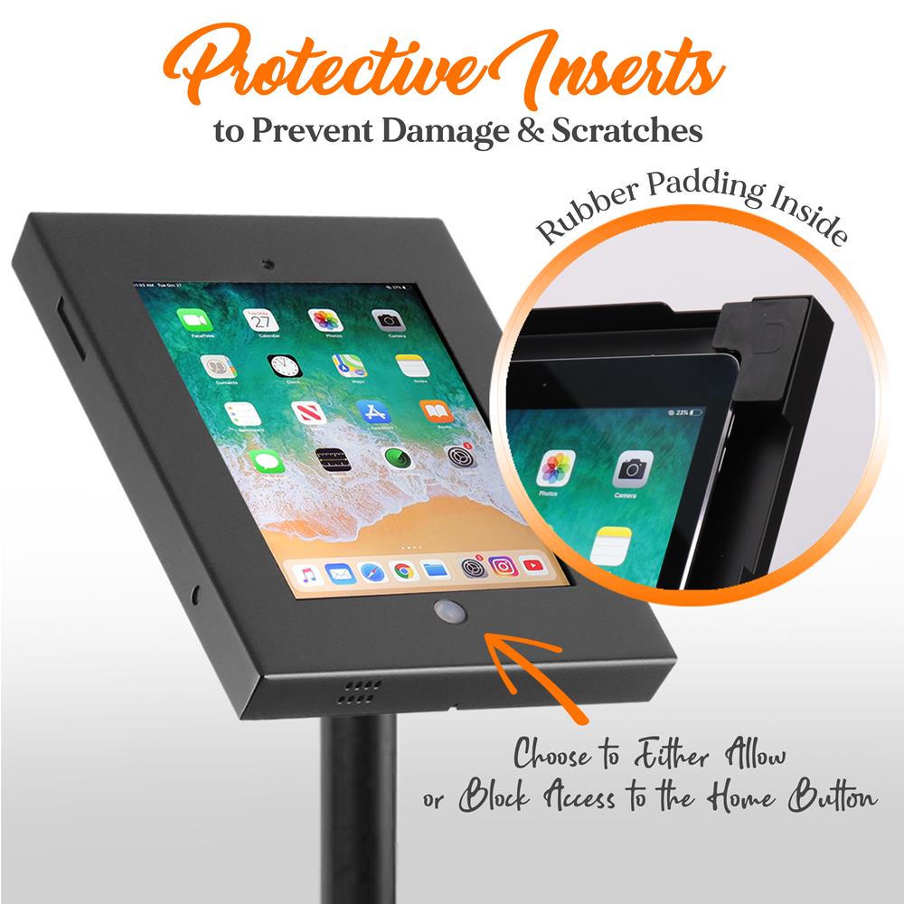 Anti-Theft iPad Kiosk Stand Secure Aluminum, Pole, Tamper