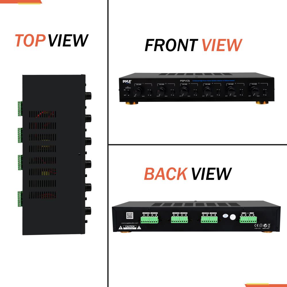 6-Zone Speaker Selector with Volume Control, 6-Channel Amplifier