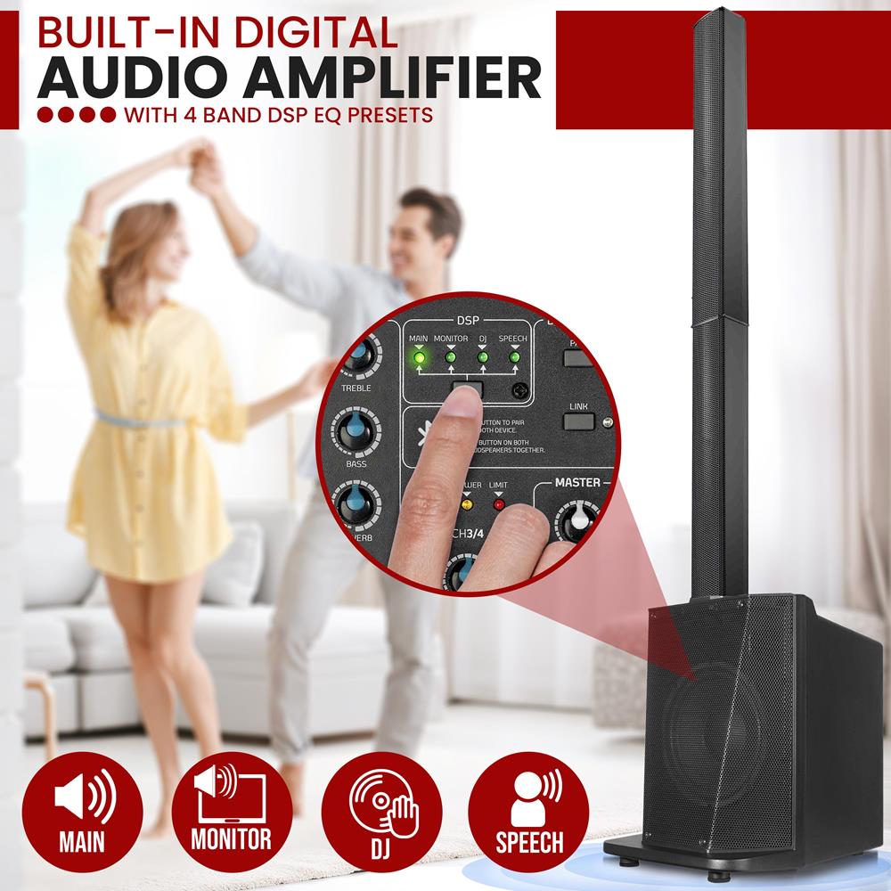 Pyle Line Array Column Speaker Professional and Compact Sound 並行輸入品 Line Array Speaker System, 1600W, 10\" Subwoofer, Bluetooth