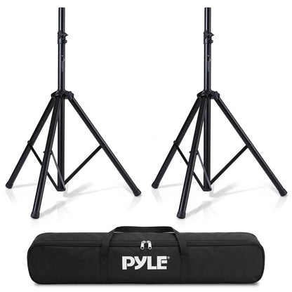 Dual Speaker Stand Kit, Adjustable Height, Durable Steel, Includes Bag