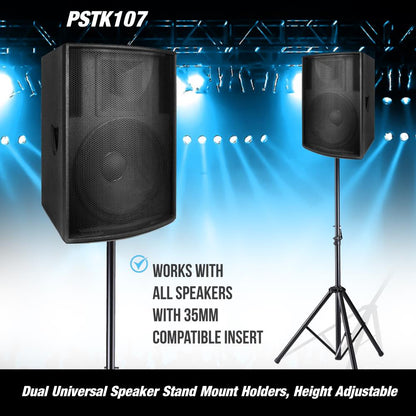 Dual Speaker Stand Kit, Adjustable Height, Durable Steel, Includes Bag