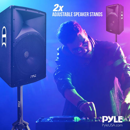 Dual Speaker Stand Kit, Adjustable Height, Durable Steel, Includes Bag