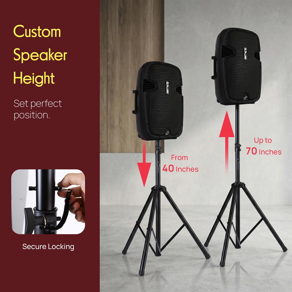 Dual Speaker Stand Kit, Adjustable Height, Durable Steel, Includes