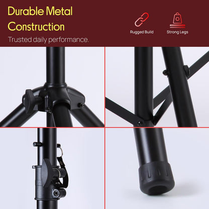 Dual Speaker Stand Kit, Adjustable Height, Durable Steel, Includes Bag