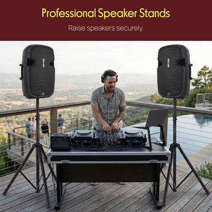 Dual Speaker Stand Kit, Adjustable Height, Durable Steel, Includes Bag