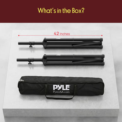 Dual Speaker Stand Kit, Adjustable Height, Durable Steel, Includes Bag