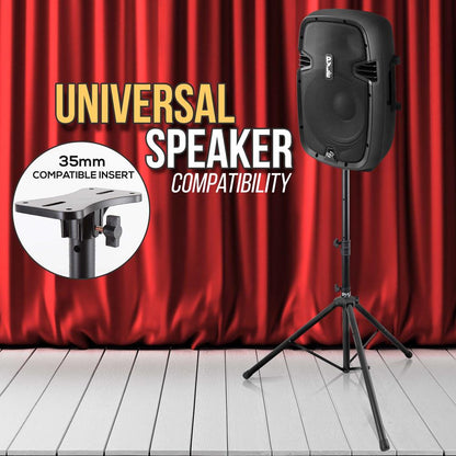 Tripod Speaker Stand, Elevates Sound, Adjustable Steel, 35mm Compatible