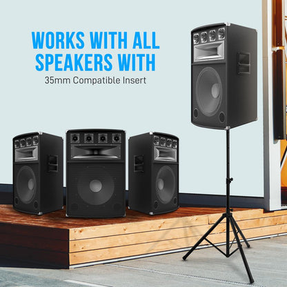 Speaker Tripod Stand, 70" Adjustable, Metal, 130 lbs Capacity, Glossy Black