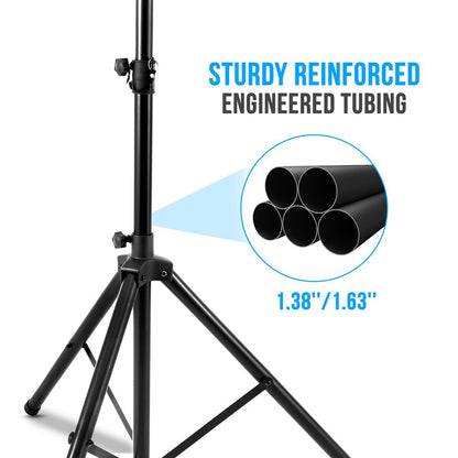 Speaker Tripod Stand, 70" Adjustable, Metal, 130 lbs Capacity, Glossy Black