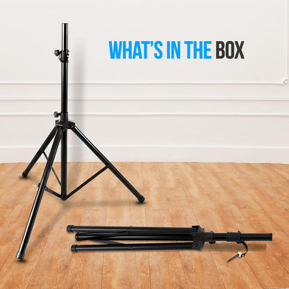 Speaker Tripod Stand, 70" Adjustable, Metal, 130 lbs Capacity, Glossy Black
