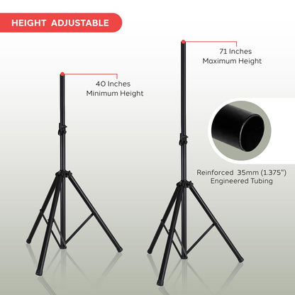 Speaker Stand Mount Adjustable 40-71" Durable Metal 132 lbs Capacity