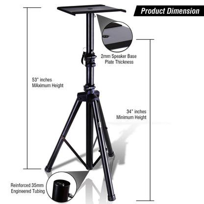 Adjustable Speaker Stands Pair, 90 lbs Capacity, Telescoping Metal Base