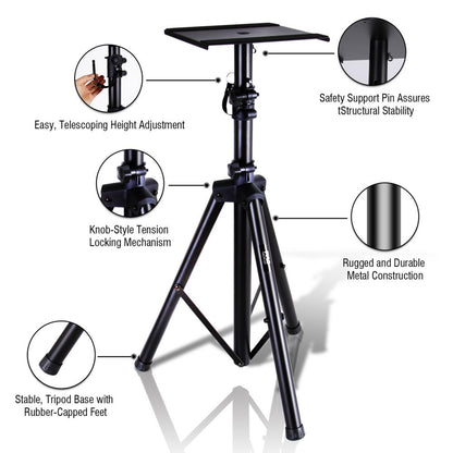 Adjustable Speaker Stands Pair, 90 lbs Capacity, Telescoping Metal Base