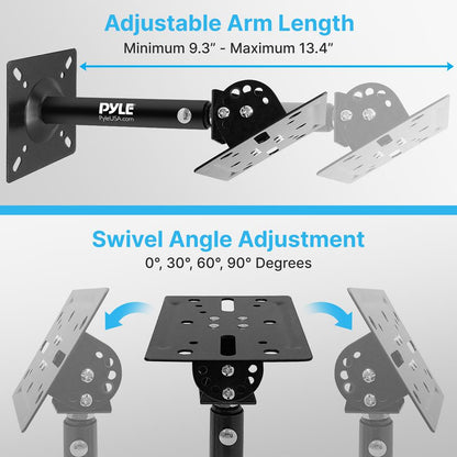 Speaker Wall Ceiling Mount Stand - Universal Mounting Holder Stands For Speakers, Speaker Mounting Bracket W/ Adjustable Swivel Tilt, Dual Wall / Ceiling Speaker Mounts (Pair)