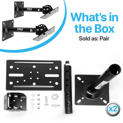 Speaker Wall Ceiling Mount Stand - Universal Mounting Holder Stands For Speakers, Speaker Mounting Bracket W/ Adjustable Swivel Tilt, Dual Wall / Ceiling Speaker Mounts (Pair)