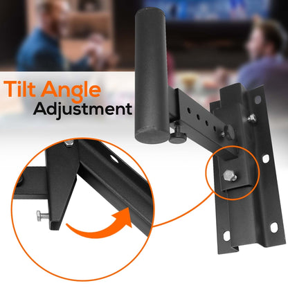 Dual Universal Adjustable Wall Mount Speaker Bracket Stands With Angle, Tilt, Rotation Adjustment