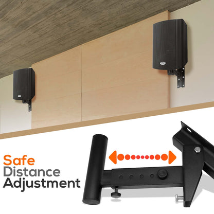 Dual Universal Adjustable Wall Mount Speaker Bracket Stands With Angle, Tilt, Rotation Adjustment
