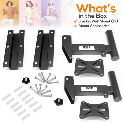 Dual Universal Adjustable Wall Mount Speaker Bracket Stands With Angle, Tilt, Rotation Adjustment