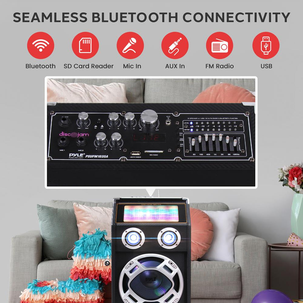 Wireless PA Speaker System 1000W Bluetooth Dual Woofers DJ Lights ...