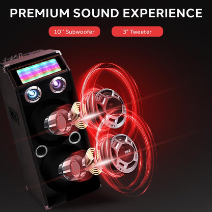 Wireless PA Speaker System 1000W Bluetooth Dual Woofers DJ Lights