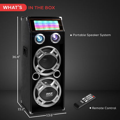 Wireless PA Speaker System 1000W Bluetooth Dual Woofers DJ Lights